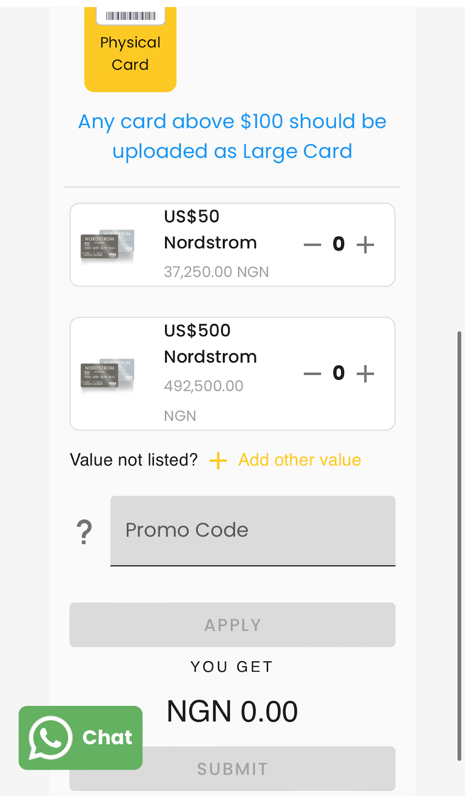 how to sell nordstrom gift card in nigeria